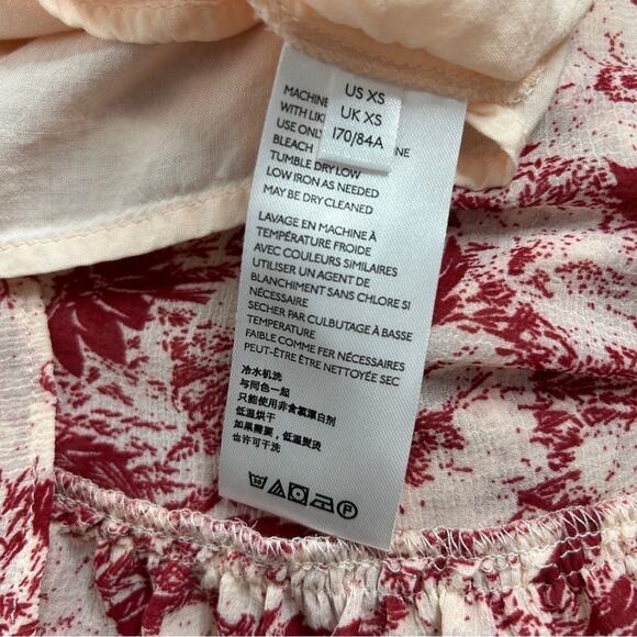 FREE PEOPLE Mini Babydoll Dress Womens XSmall Floral Pleated Boho Ruffle Pretty - Picture 13 of 16